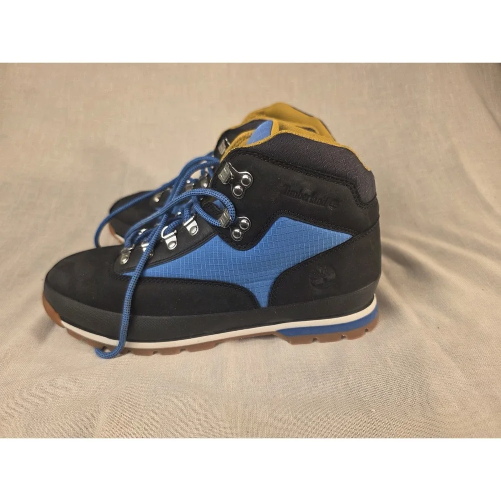 Timberland Euro Hiker Black Nubuck And Blue Size 11 Mid Hiker Worn Once